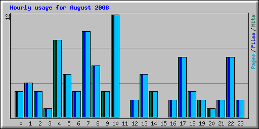 Hourly usage for August 2008